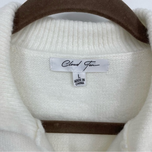 Cloud Ten white knit sweater top Sz L - Picture 2 of 6